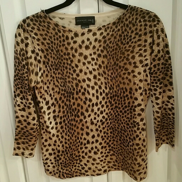 august silk Sweaters - 💥August Silk Leopard shirt 3/4 Sleeve. M.